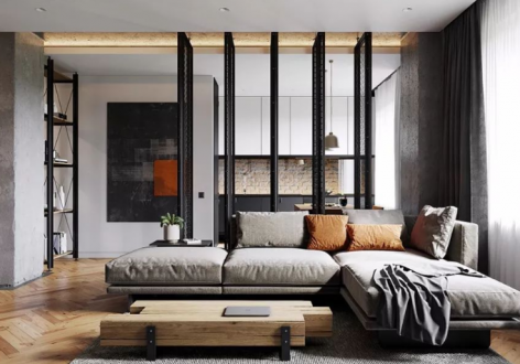 东湖悦海湾工业风格65平米二居室装修效果图案例