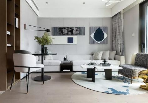 蓝庭枫景园现代风格90平米三居室装修效果图案例