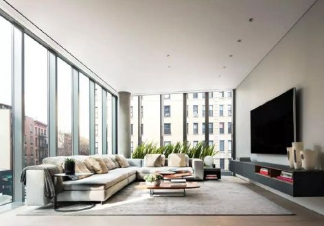 安泰黄金江岸现代风格152平米二居室装修效果图案例