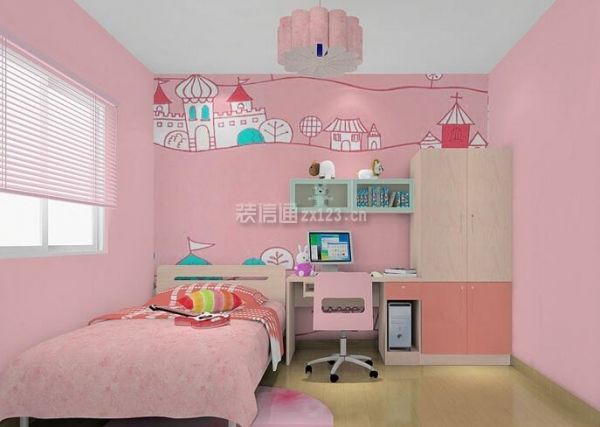 粉色系儿童房装修