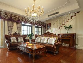 美式别墅客厅装修效果图 客厅茶几图 客厅茶几装饰图片