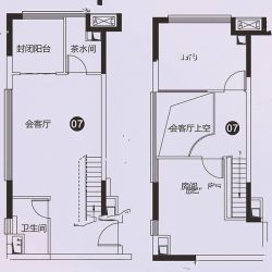 23-24栋02/07户型 2室2厅1卫  建筑面积：约67平米