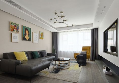 罗新苑130平三居室现代简约风格装修案例