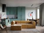 香滨国际现代风格92平米二居室装修效果图案例