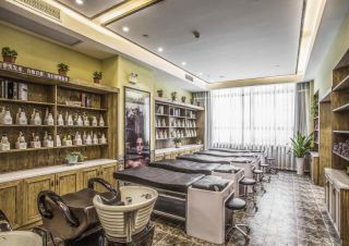 南京复古风格理发店洗头区装修设计