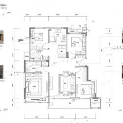 D1户型 4室2厅2卫  建筑面积：约119平米