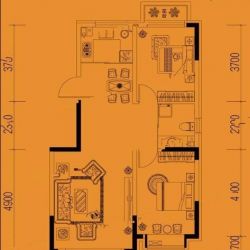 89平米户型图 2室2厅1卫