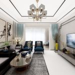 龙湖悠山郡新中式风格120平米三居室装修效果图案例