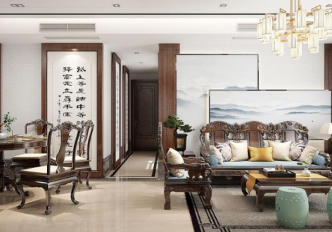 阳光城翡丽湾中式风格108平米四居室装修案例