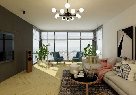 中环国际北欧风格155平米三居室装修效果图案例