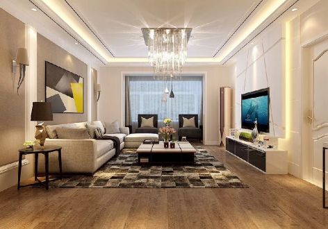 嘉信悦城现代风格120平米三居室装修效果图案例