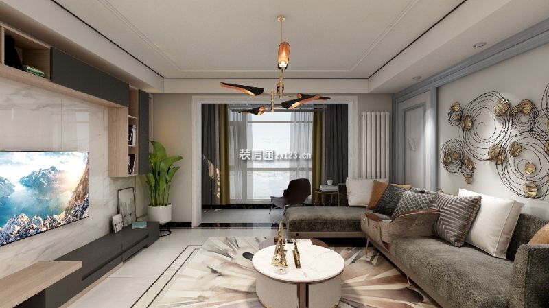 泰鸿听澜湾现代风格150平米三居室装修效果图案例
