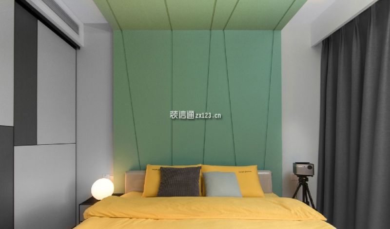 悦山湖现代风格二居室装修案例