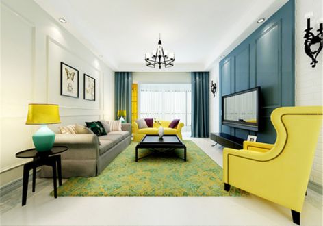 珠江绿洲美式风格150平米三居室装修案例