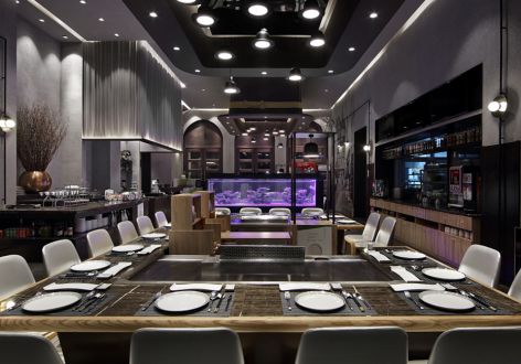 370平米浪漫风格铁板烧餐厅装修案例