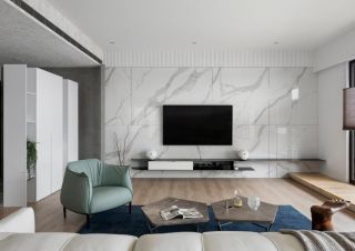 現代簡約客廳電視墻瓷磚裝修效果圖