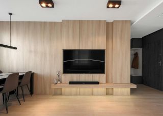 現代簡約客廳木質電視墻裝修效果圖