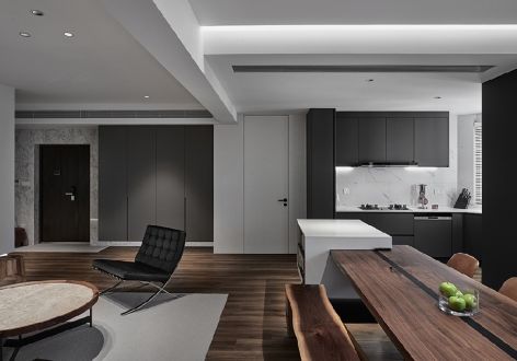 碧桂园天誉现代风格102平米三居室装修效果图案例