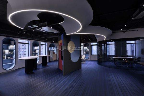 郑州办公室装修公司分享曲线办公室装修设计效果图