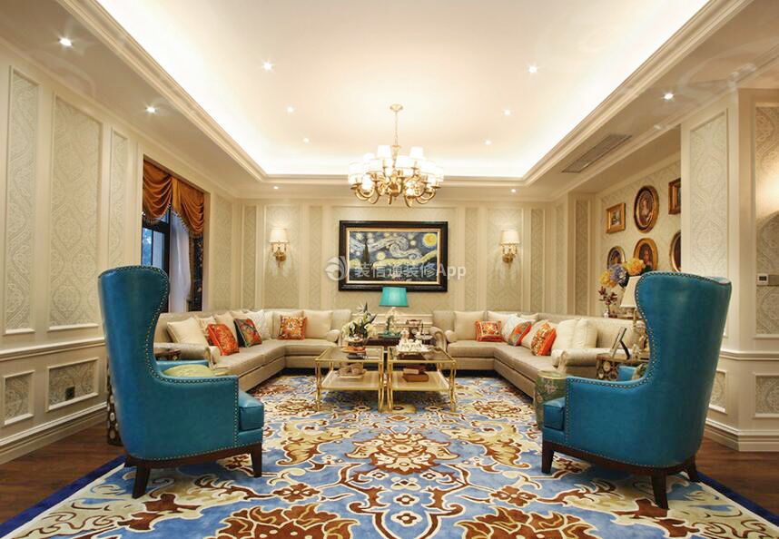 欧式高档别墅客厅沙发装修效果图片