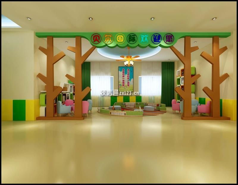 贝尔国际早教幼儿园温馨风格1200平米装修案例