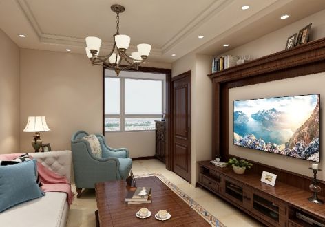 星海国际美式风格145平米二居室装修效果图案例