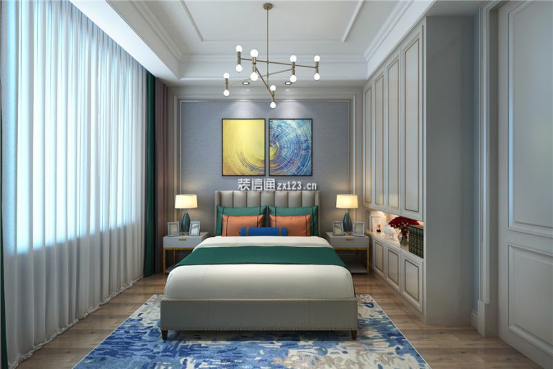 蓝光雍景半岛103美式风格三居室装修效果图案例