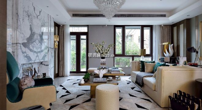 碧桂园·茶马古镇新中式风格127平米三居室装修效果图案例