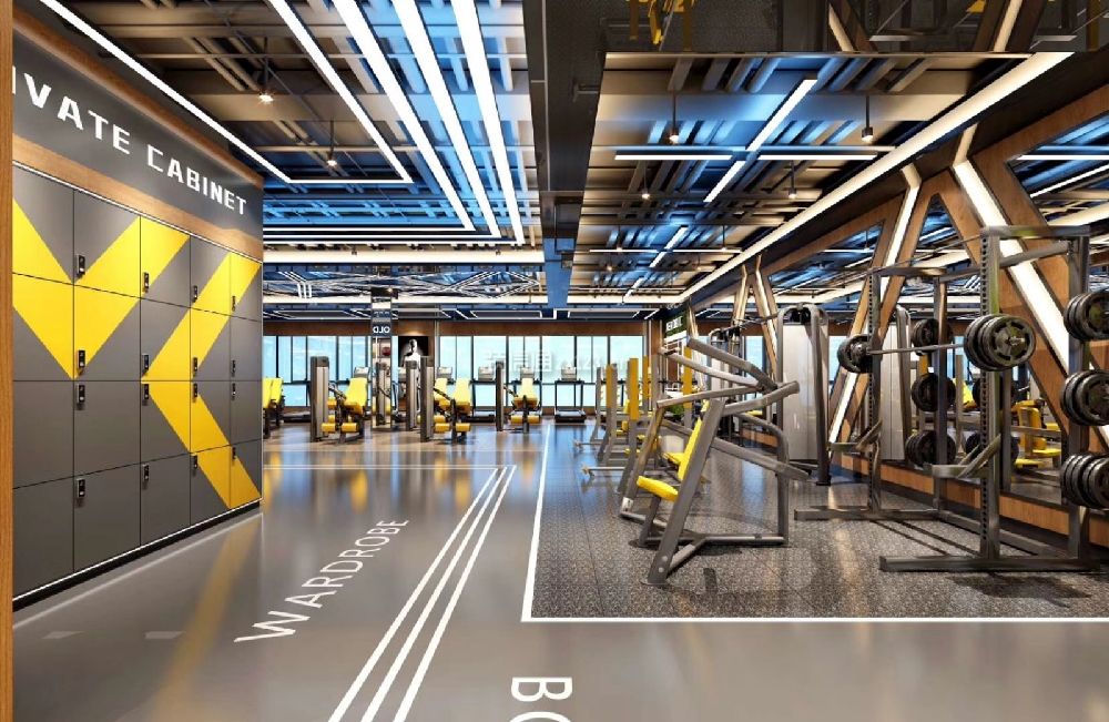 西安健身房混搭风格1500平米装修效果图案例