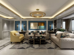 碧海龙庭美式风格96平米三居室装修效果图案例