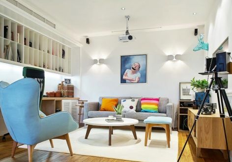 滨海·橙里现代风格85平米二居室装修效果图案例