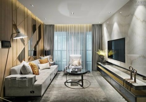 世茂·璀璨天城现代风格120平米三居室装修效果图案例