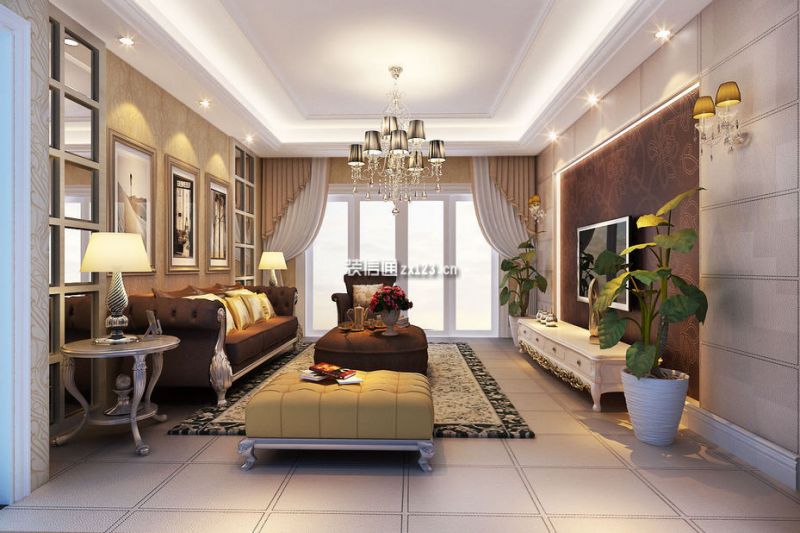 融科钧廷欧式风格140平米三居室装修案例