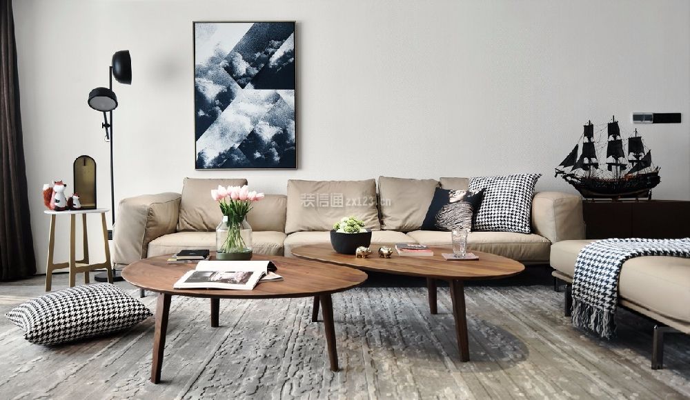 客厅地毯与沙发搭配图片 客厅茶几装修效果图