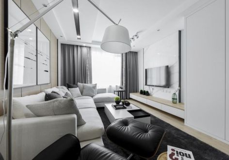 海湘城现代风格104平米二居室装修效果图案例