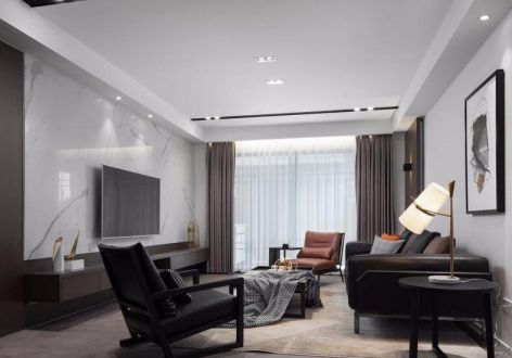 君悦国际现代风格95平米二居室装修效果图案例