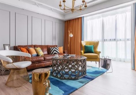 中南·春江阅美式风格130平米三居室装修效果图案例