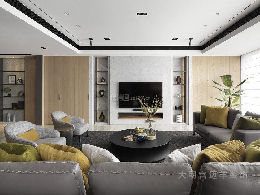 新中式客厅装修案例 新中式客厅背景装修效果图 