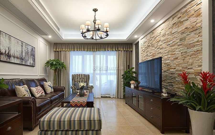 美式风格客厅背景 美式风格客厅电视背景墙 