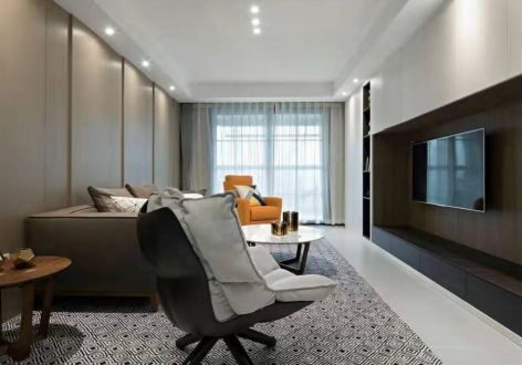 湘江壹号现代风格120平米三居室装修效果图案例
