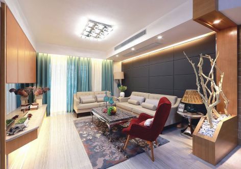 恒大江湾时尚现代113平米三室两厅装修案例