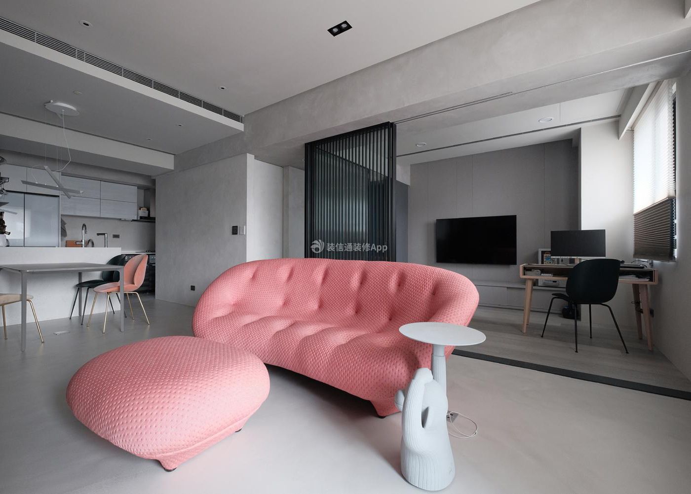 110平方房屋客厅沙发粉色装修效果图