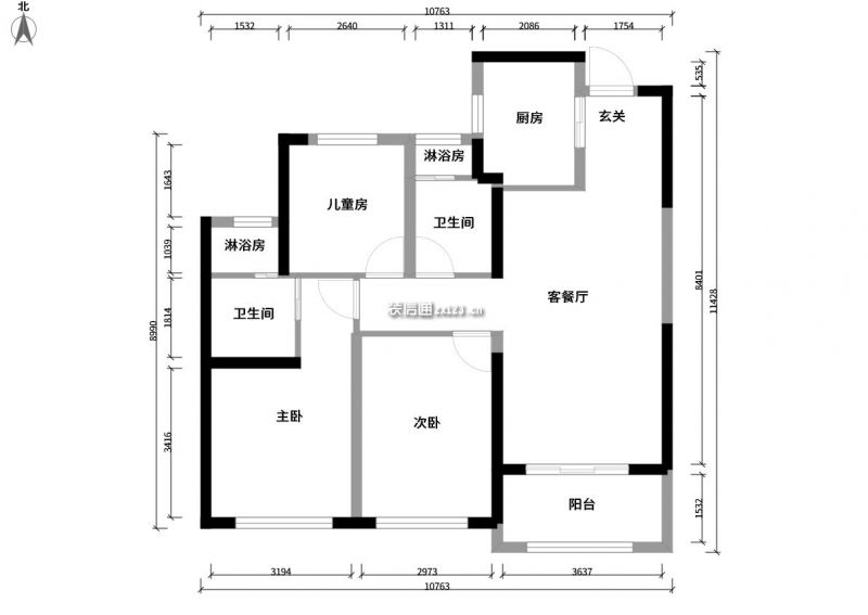 新城虹口金茂府100平北欧风格三居室装修案例