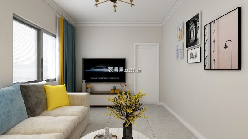 馨逸之福现代风格70平米二居室装修效果图案例