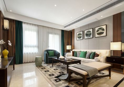 瀚宇天悦湾中式风格98平米三室两厅装修案例