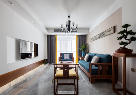 丹青里现代中式91平米三室两厅装修案例