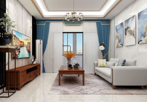 怡景嘉苑新中式风格126平米三居室装修案例