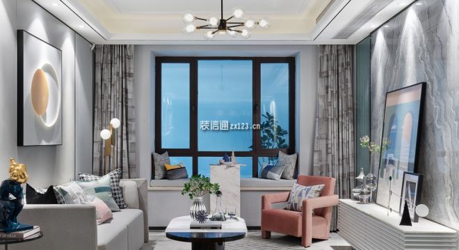 云顶蓝山现代风格101平米三居室装修效果图案例