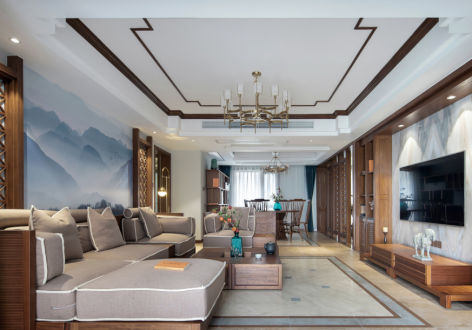伟峰东域中式风格150平米三室两厅装修案例