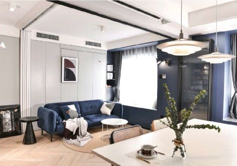 保利锦悦北欧风格77平米一居室装修效果图案例